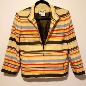 Carlisle Mock Neck Multi Striped Zip Jacket Size 8